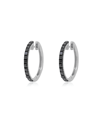 Aros Oro Blanco 18kt Diamantes Negros.