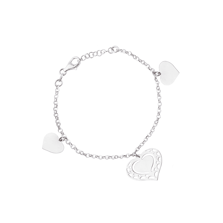 Pulsera de Plata Esterlina 925 Trío de Corazones 3
