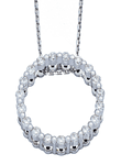 Collar de Oro Blanco 18kt con Diamante  Modelo Argolla 18 Puntos