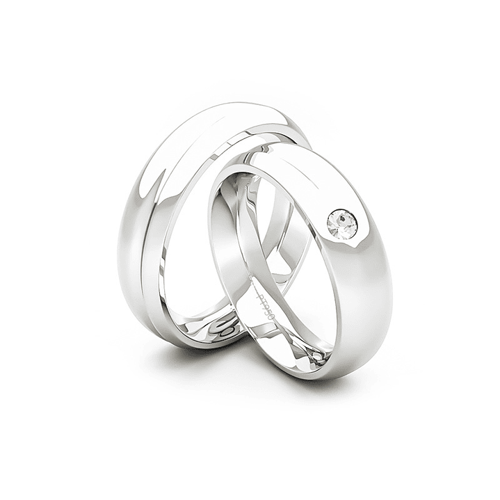 Par Argollas Matrimonio de Platino Cuore 4,5mm con Diamante 3Pts 3