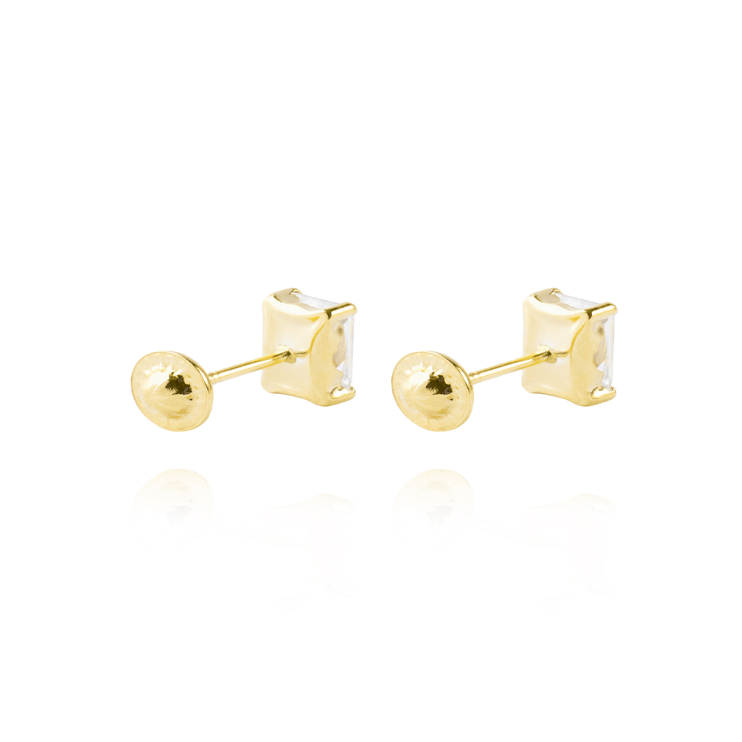 Aros de Oro 18kt Circón rectangular 6 mm por 4 mm 2