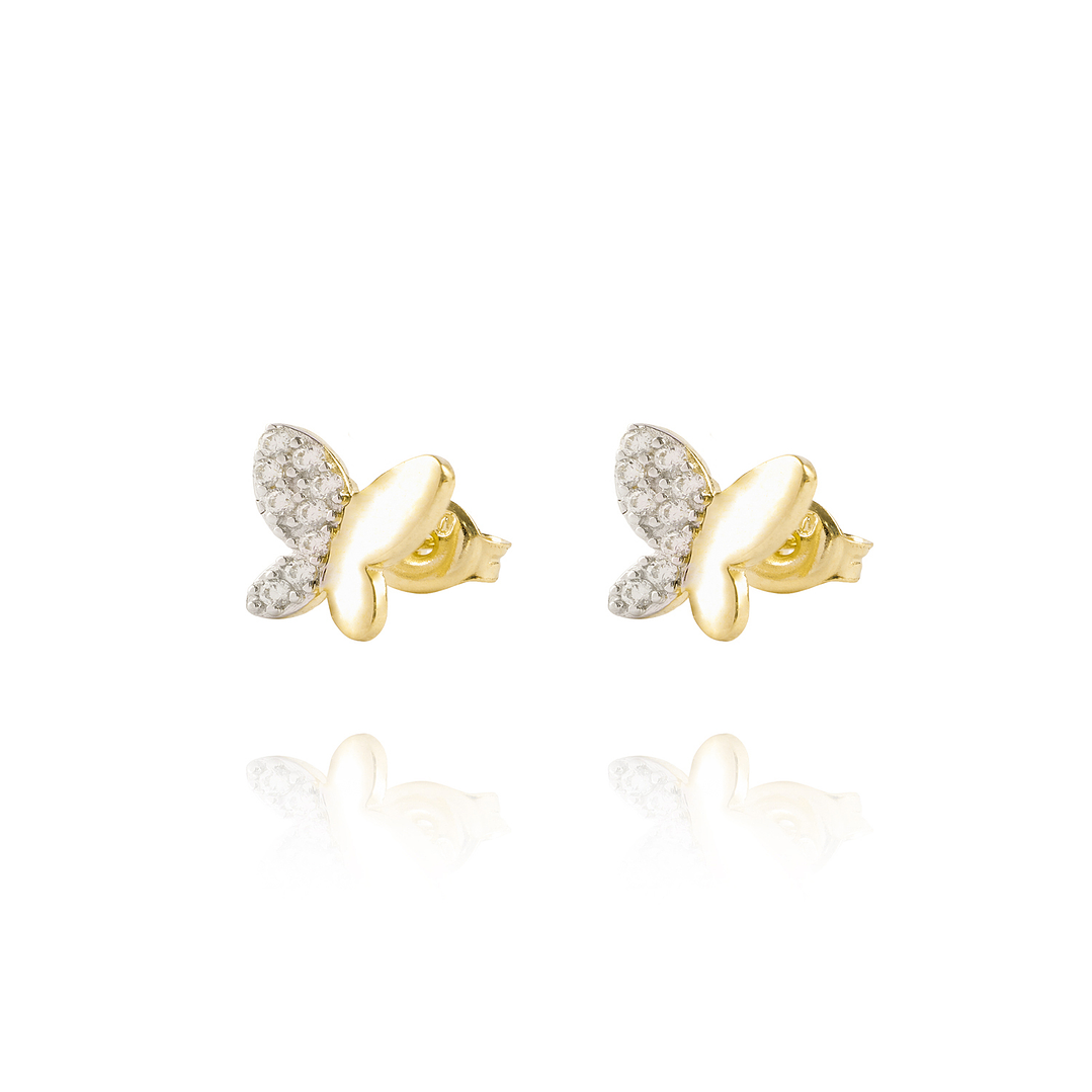 Aros de Oro 18kt Mariposa 1/2 Circón 1
