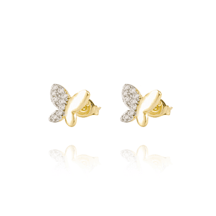 Aros de Oro 18kt Mariposa 1/2 Circón