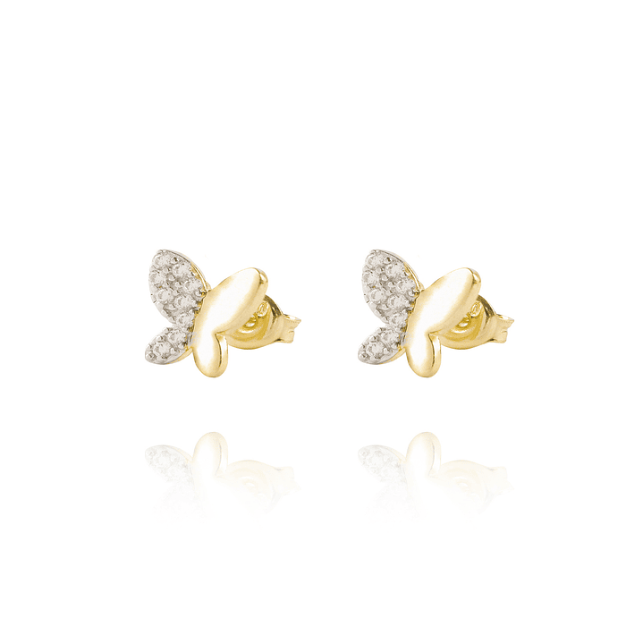 Aros de Oro 18kt Mariposa 1/2 Circón 1