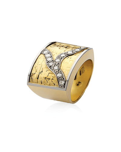 Anillo de Oro Amarillo 18kt Modelo Senis con 12 Diamantes Corte Brillante de 2pts