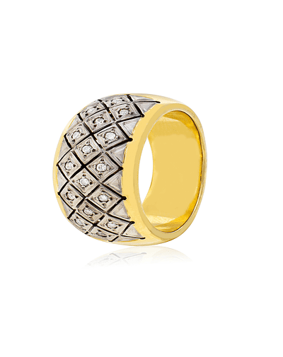 Anillo de Oro Amarillo 18kt Modelo Septal con 16 Diamantes Corte Brillante de 1pts