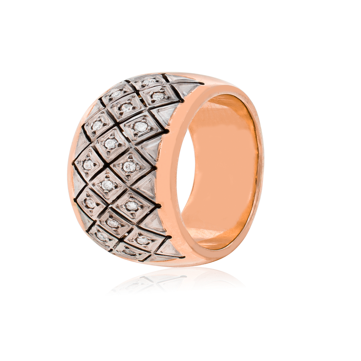 Anillo Oro Rosado 18kt Modelo Septal 16 Diamantes 1pts 1