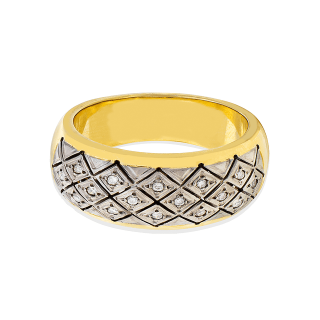Anillo de Oro Amarillo 18kt Modelo Septal con 16 Diamantes Corte Brillante de 1pts