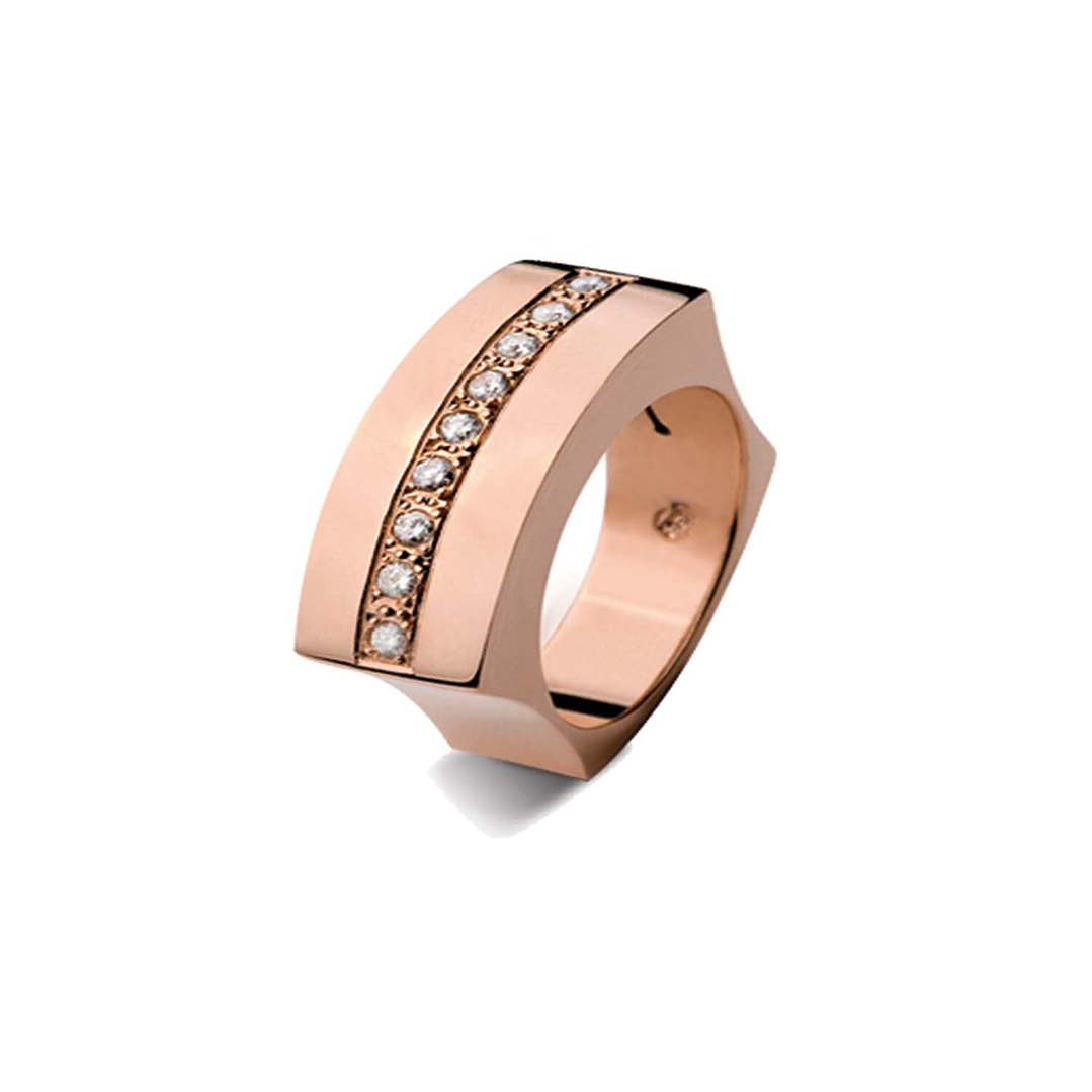 Anillo Oro Rosado 18kt Modelo Curv 9 Diamantes 2pts 1