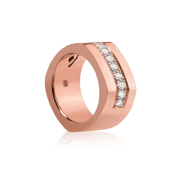Anillo Oro Rosado 18kt Modelo Dask 10 Diamantes 2pts 2