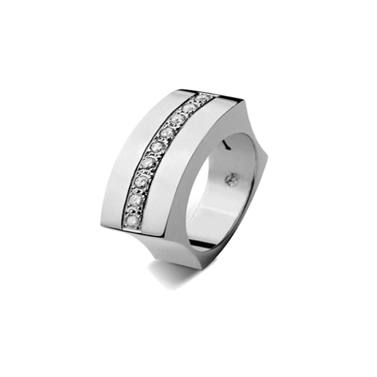 Anillo Oro Blanco 18kt Modelo Curv 9 Diamantes 2pts 1