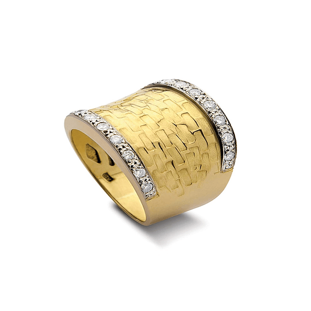 Anillo de Oro Amarillo 18kt Modelo Vetuz con 16 Diamantes Corte Brillante 2pts