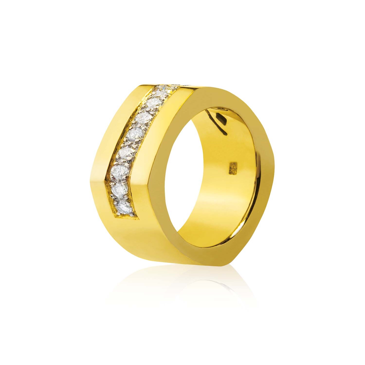 Anillo Oro Amarillo 18kt Modelo Dask 10 Diamantes 2pts 1