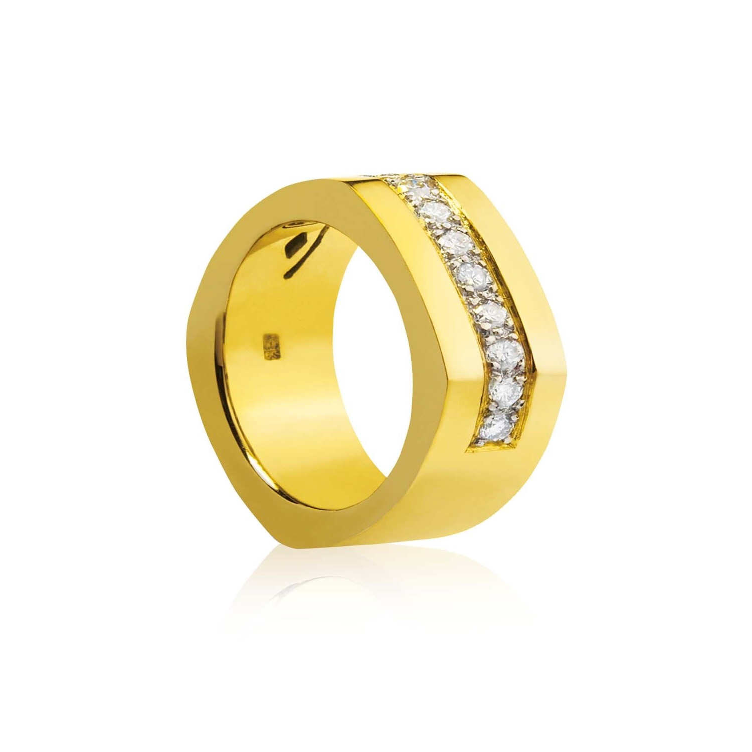 Anillo Oro Amarillo 18kt Modelo Dask 10 Diamantes 2pts 2