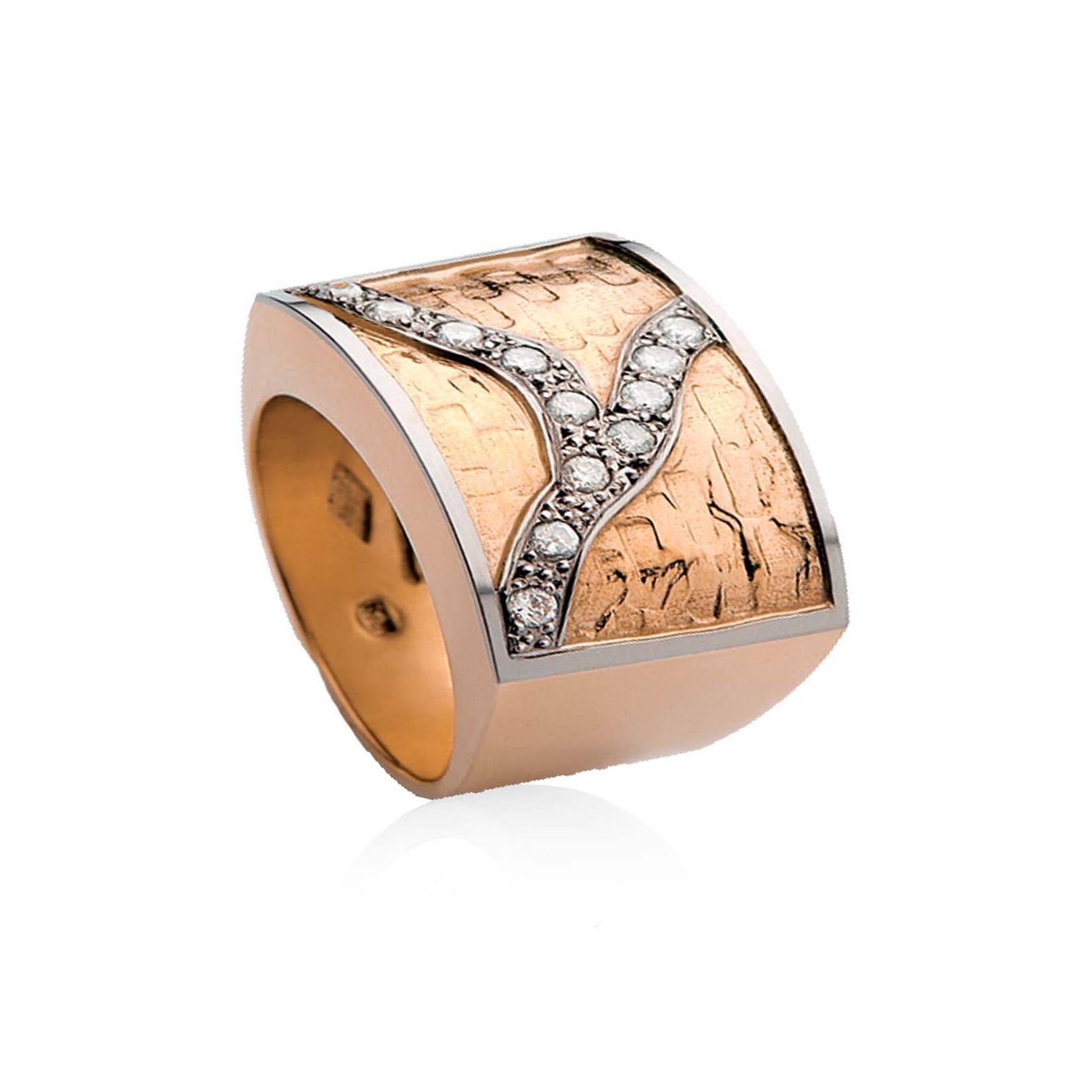 Anillo Oro Rosado 18kt Modelo Senis 12 Diamantes 2pts 2