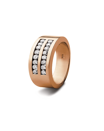 Anillo de Oro Rosado 18kt Modelo Perfeccion con 16 Diamantes Corte Brillante de 3pts