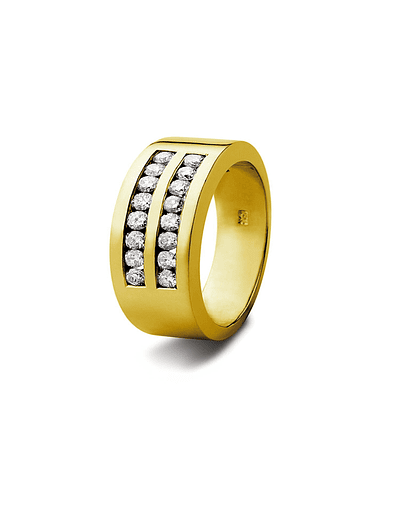 Anillo de Oro Amarillo 18kt Modelo Perfeccion con 16 Diamantes Corte Brillante de 3pts