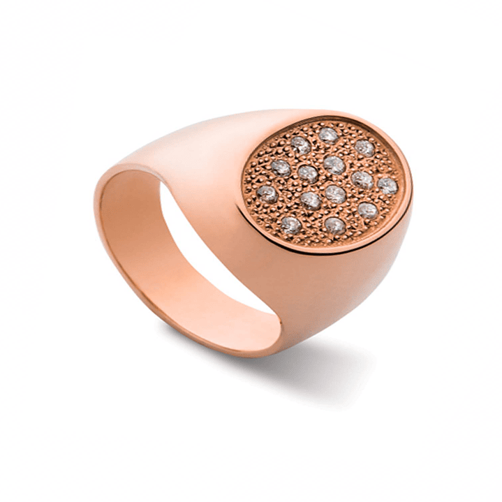 Anillo Oro Rosado 18kt Modelo Oval 14 Diamantes de 1pts 2