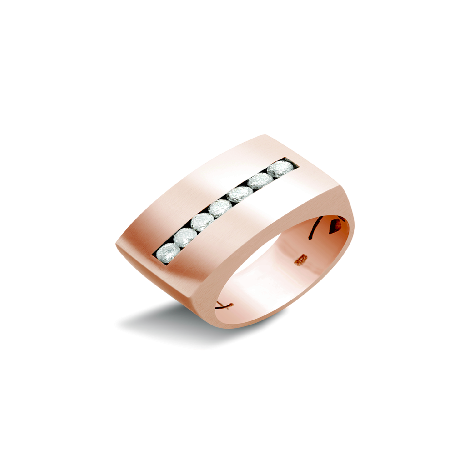 Anillo Oro Rosado 18kt Modelo Dumo 7 Diamantes 5pts 1