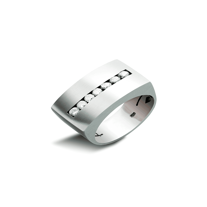 Anillo Oro Blanco 18kt Modelo Dumo 7 Diamantes 5pts 1