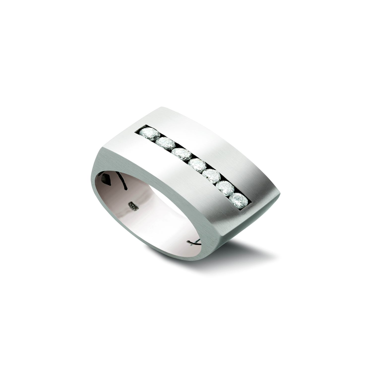 Anillo Oro Blanco 18kt Modelo Dumo 7 Diamantes 5pts 2
