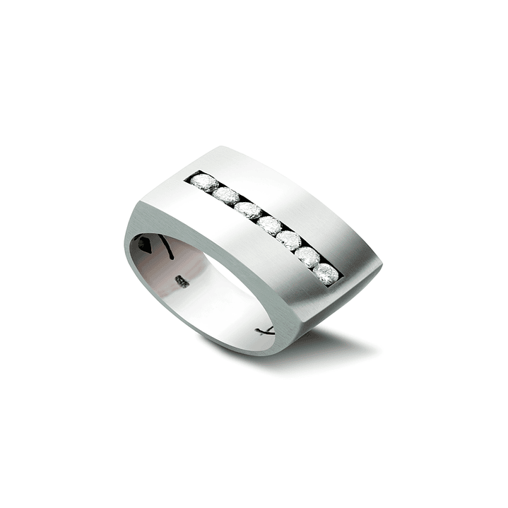 Anillo Oro Blanco 18kt Modelo Dumo 7 Diamantes 5pts 2