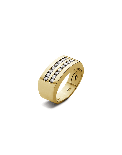 Anillo de Oro Amarillo 18kt Modelo Nizo con 16 Diamantes Corte Brillante de 2pts