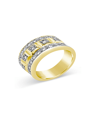 Anillo de Oro Amarillo 18kt Modelo Ekati con 23 Diamantes Corte Brillante de 2pts