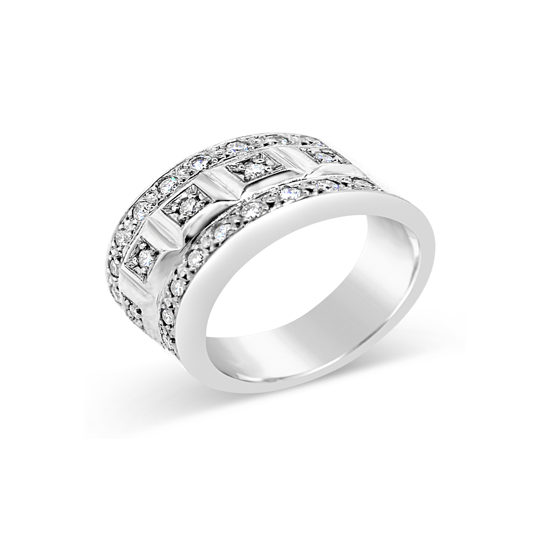 Anillo Oro Blanco 18kt Modelo Ekati 23 Diamantes de 2pts 1