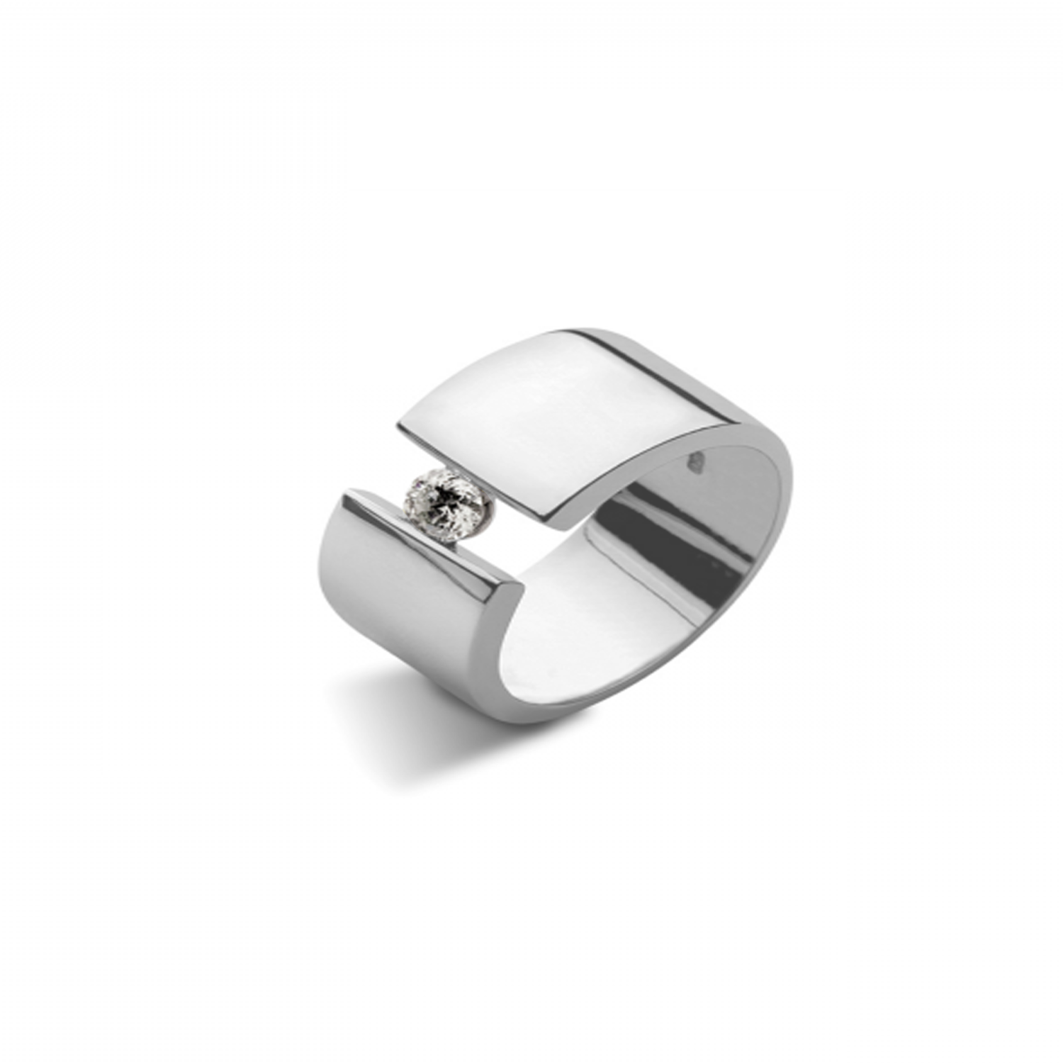 Anillo Oro Blanco 18kt Modelo Voler Diamante 10pts 1
