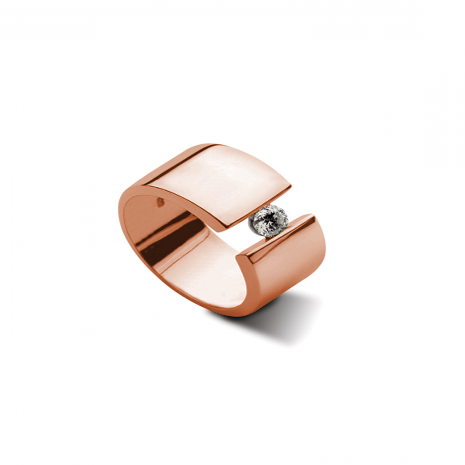 Anillo de Oro Rosado 18kt Modelo Voler con 01 Diamante Corte Brillante Solitario de 10pts 2