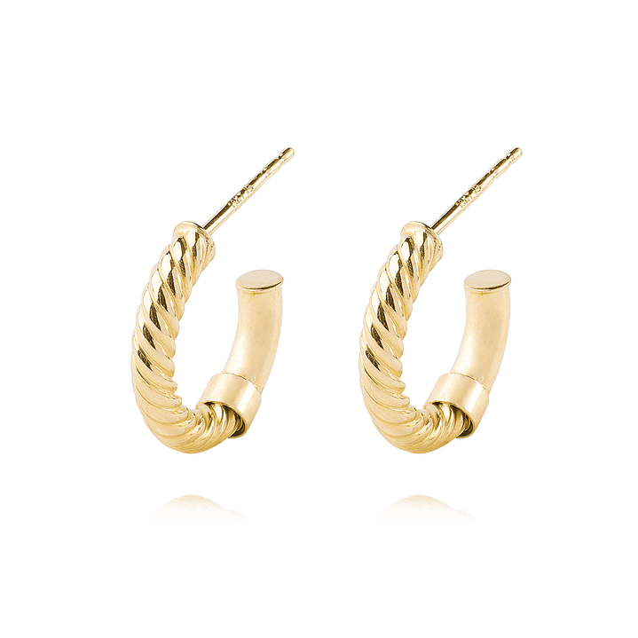 Aros de Oro 18kt Media Argolla Biselada Lisa 1