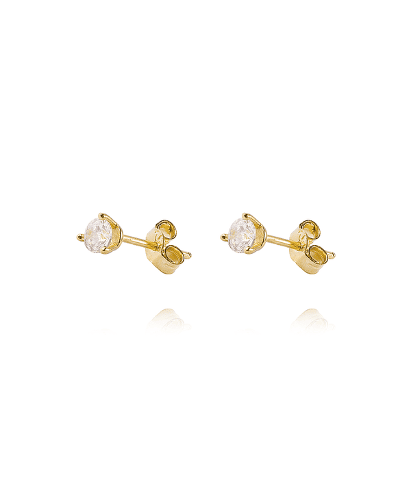 Aros de Oro 18kt Circon 3mm Tres Grifas