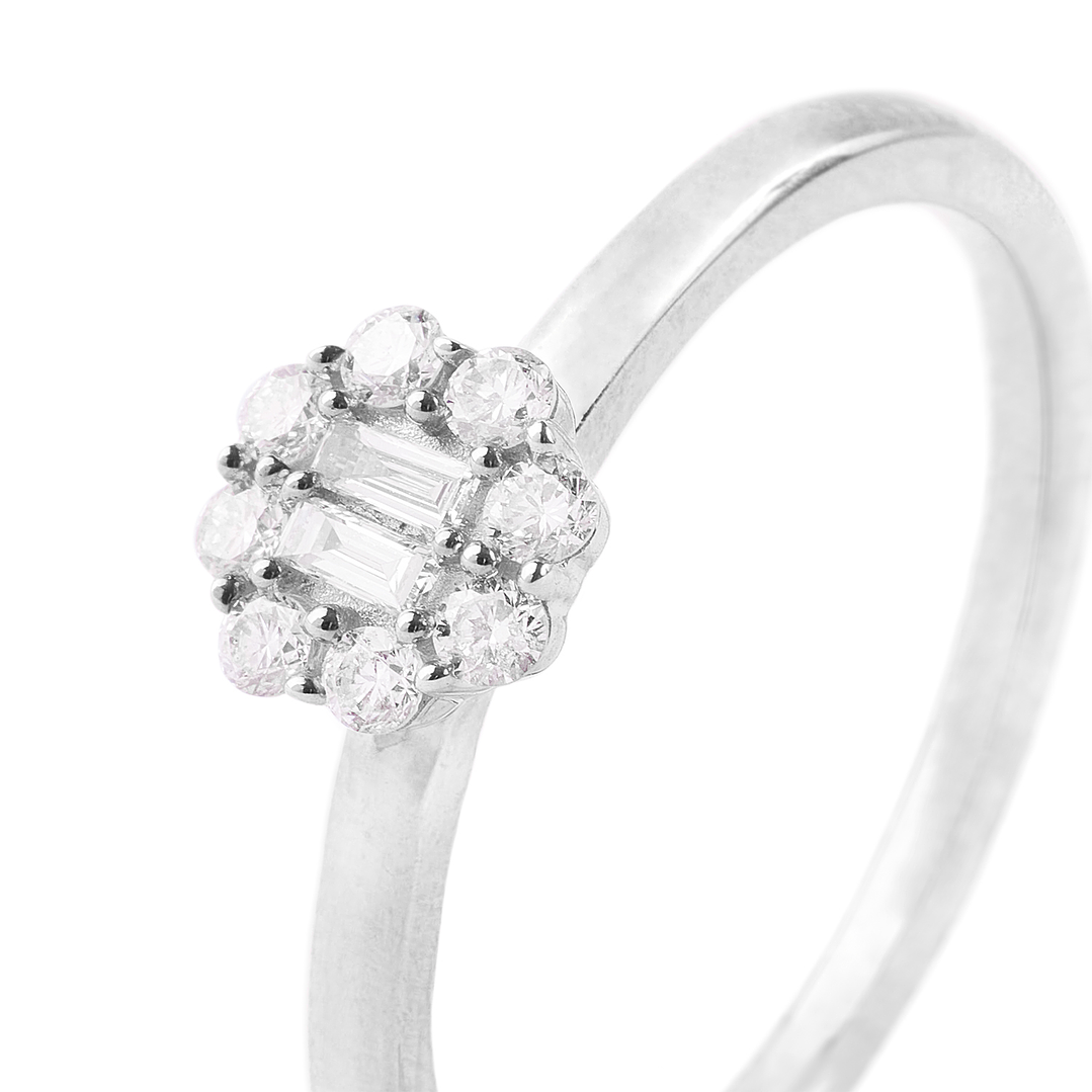 Anillo Oro Blanco 18kt Roseta Diamantes 17 Pts 2