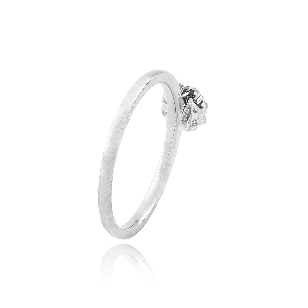 Anillo Oro Blanco 18kt Roseta Diamantes 17 Pts 3