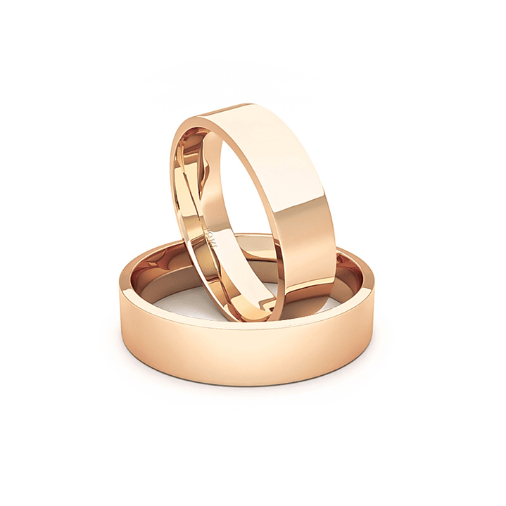 Par Argollas Matrimonio de Oro Miel 18kt Tubo Sagres de 5,0mm 3