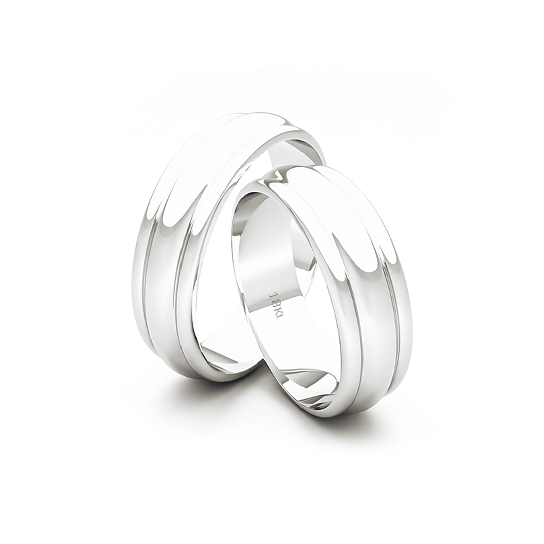 Par Argollas Matrimonio de Oro Blanco 18kt KZ 5,5mm 3