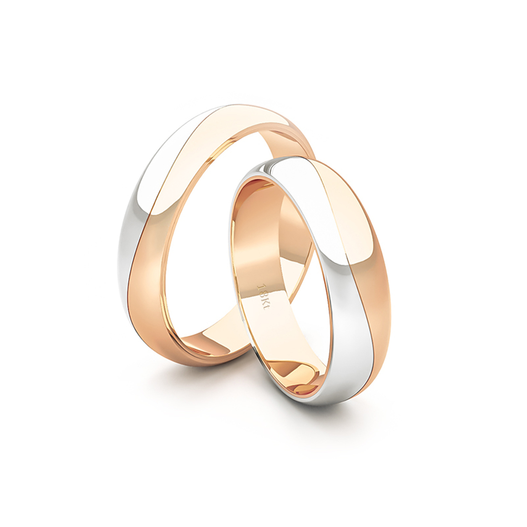 Par Argollas Matrimonio de Oro 18kt Miel y Blanco Lumina 4,5mm 3