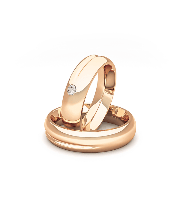 Par de Argollas de Oro Miel 18kt con Diamante 3Pts Corte Brillante 4,5mm Modelo Cuore