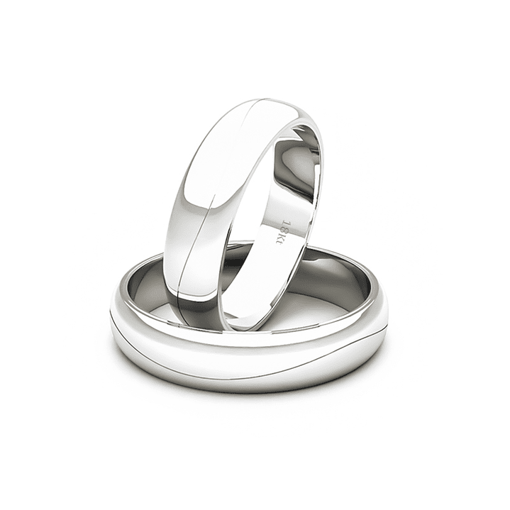 Par Argollas Matrimonio de Oro Blanco 18kt Lumina 4,5mm 1