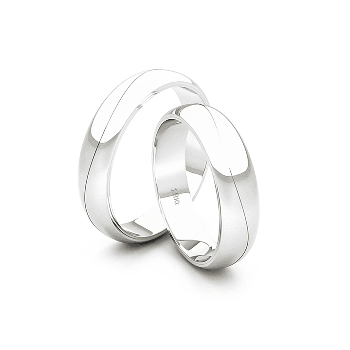 Par Argollas Matrimonio de Oro Blanco 18kt Lumina 4,5mm 3