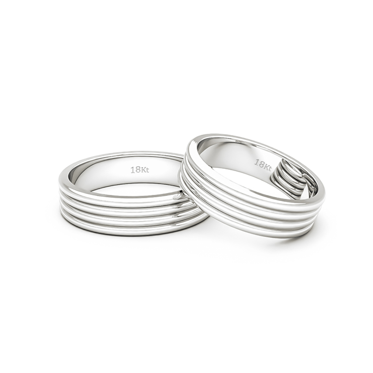 Par Argollas Matrimonio de Oro Blanco 18kt Count 5,0mm 2