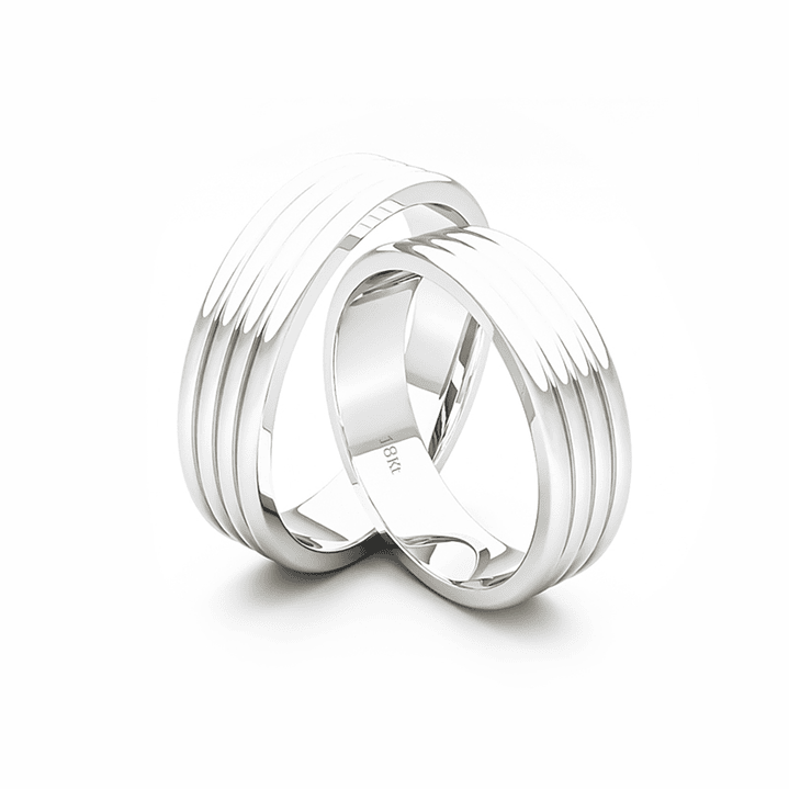 Par Argollas Matrimonio de Oro Blanco 18kt Count 5,0mm 3