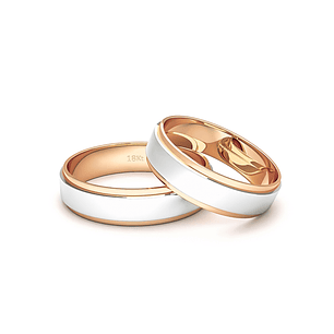 Par Argollas Matrimonio Bicolor de Oro Miel y Blanco 18kt Daen 5,0mm