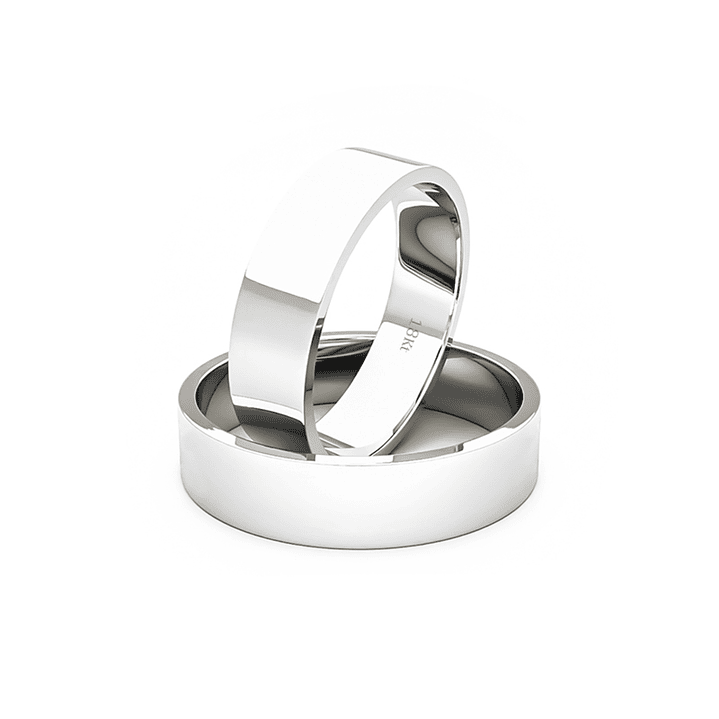 Par Argollas Matrimonio de Oro Blanco 18kt Queen 5,0mm 1