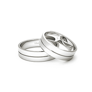 Par Argollas Matrimonio de Oro Blanco 18kt Modelo Saffy 5,5mm