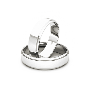 Par Argollas Matrimonio de Oro Blanco 18kt Daen 5,0mm