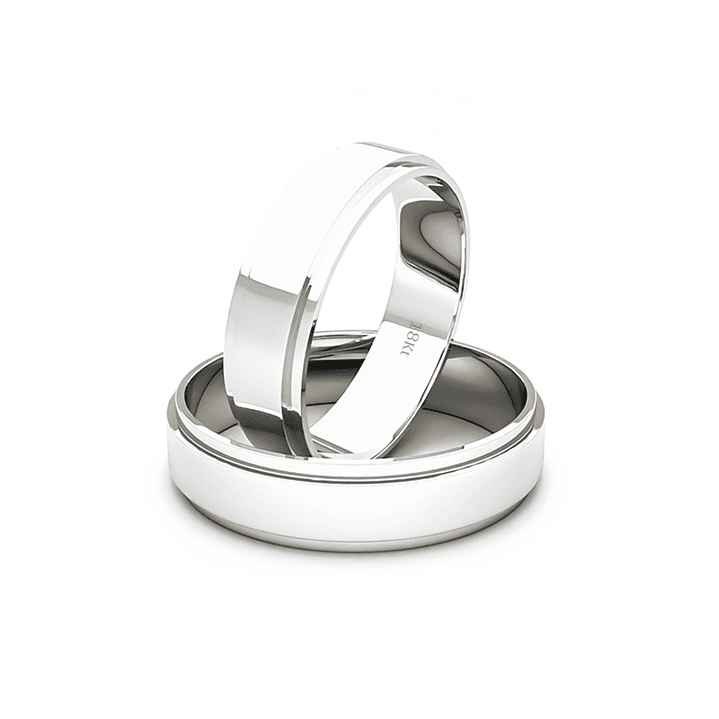 Par Argollas Matrimonio de Oro Blanco 18kt Daen 5,0mm 1