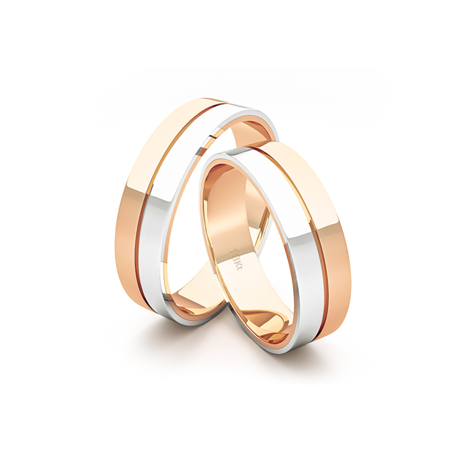 Par Argollas Matrimonio Bicolor de Oro Miel y Blanco 18kt Saffy 5,5mm 3