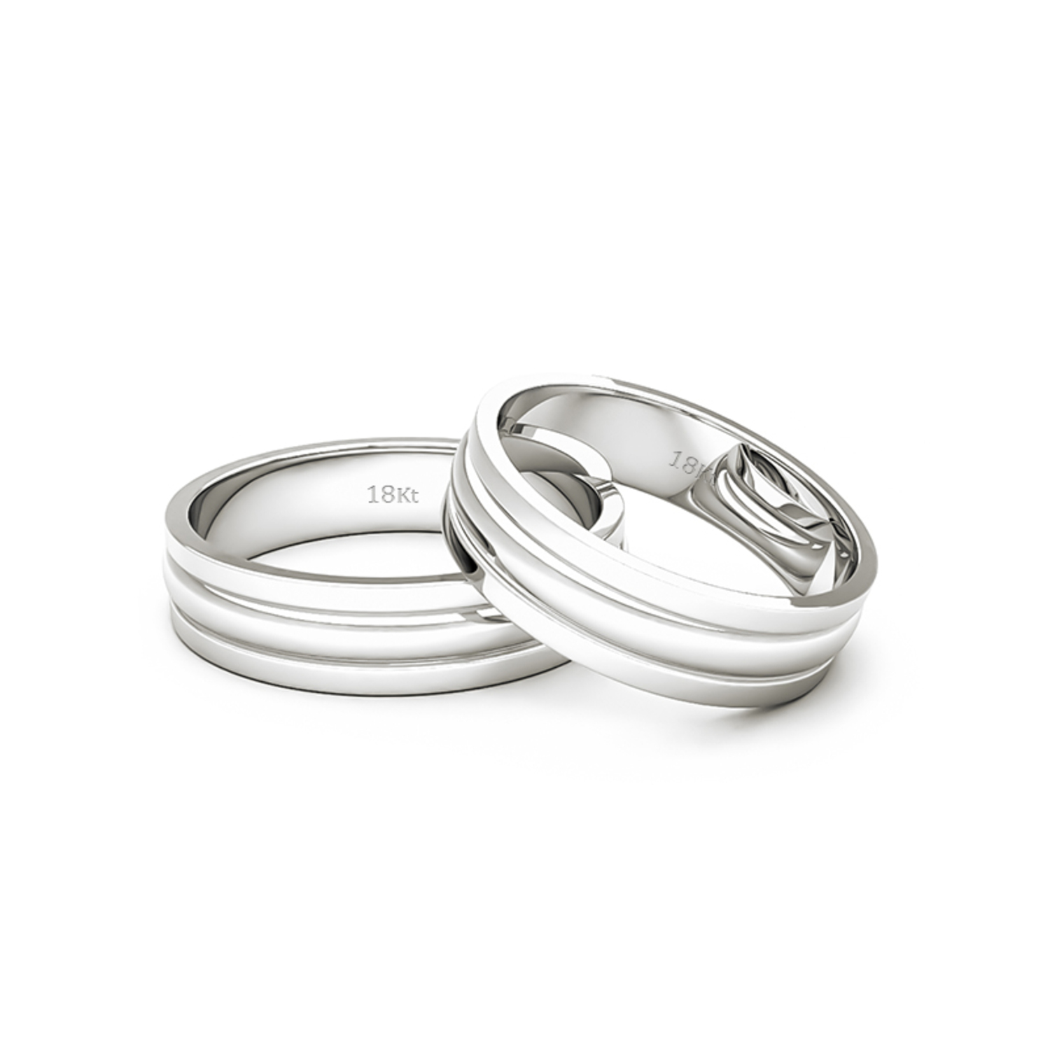 Par Argollas Matrimonio de Oro Blanco 18kt Prince 5,0mm 2